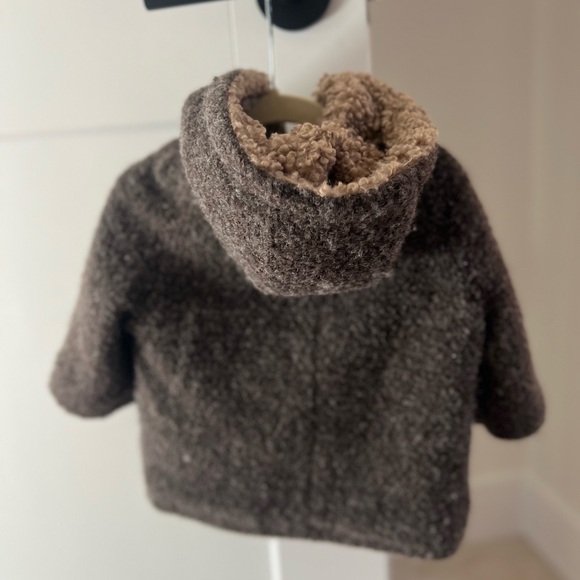 Zara kids brown boucle coat unisex size 9-12 months - Picture 6 of 6